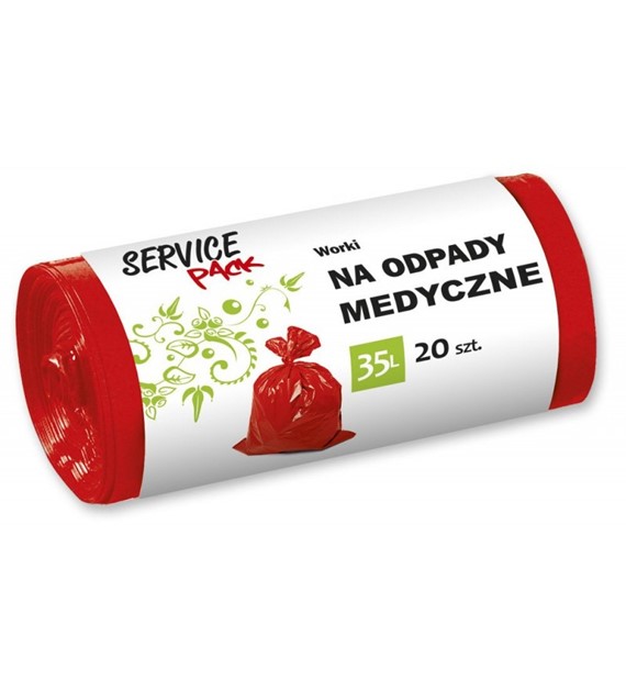 Worki Na Odpady Medyczne 35L LDPE Czerwone 20szt Service Pack