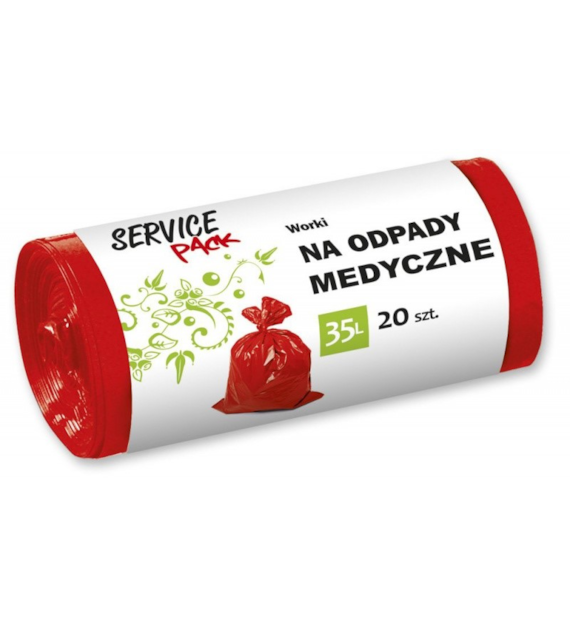 Worki Na Odpady Medyczne 35L LDPE Czerwone 20szt Service Pack