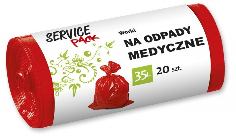 Worki Na Odpady Medyczne 35L LDPE Czerwone 20szt Service Pack