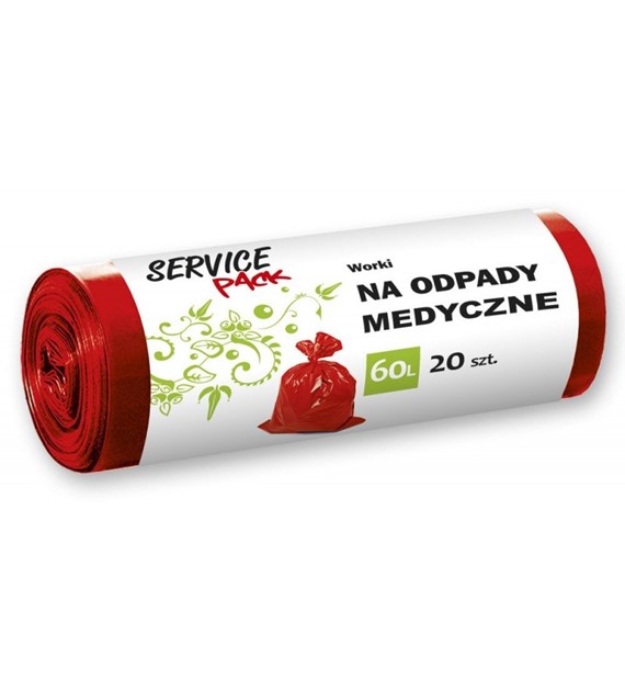 Worki Na Odpady Medyczne 60L LDPE Czerwone 20szt Service Pack