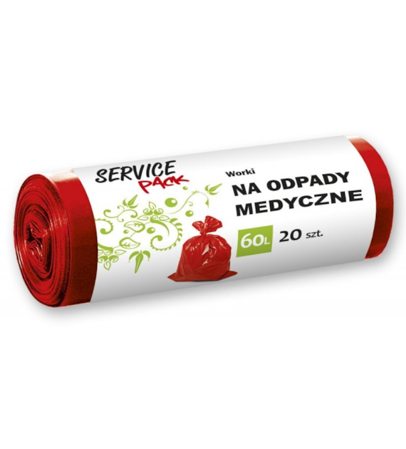 Worki Na Odpady Medyczne 60L LDPE Czerwone 20szt Service Pack