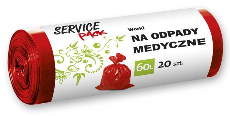Worki Na Odpady Medyczne 60L LDPE Czerwone 20szt Service Pack