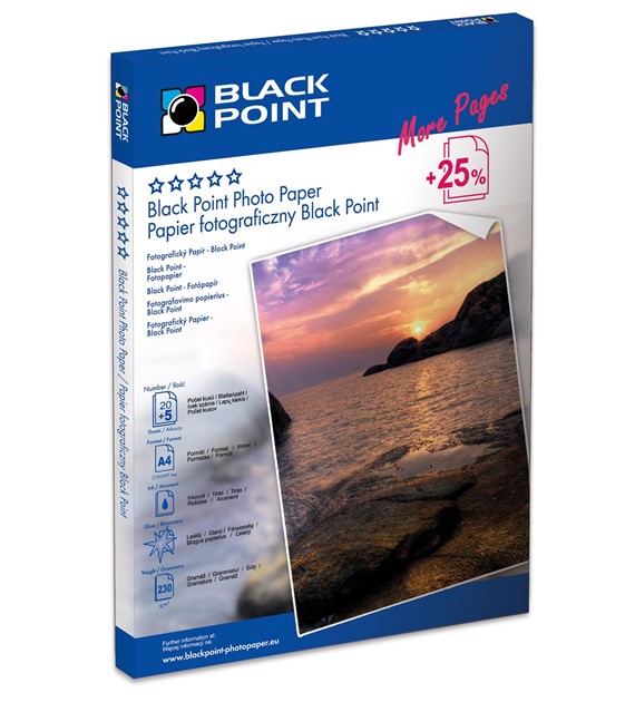 Papier Fotograficzny A4 230g opk 25szt Błyszczący Black Point