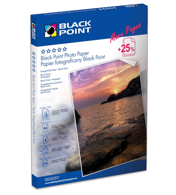 Papier Fotograficzny A4 230g opk 25szt Błyszczący Black Point