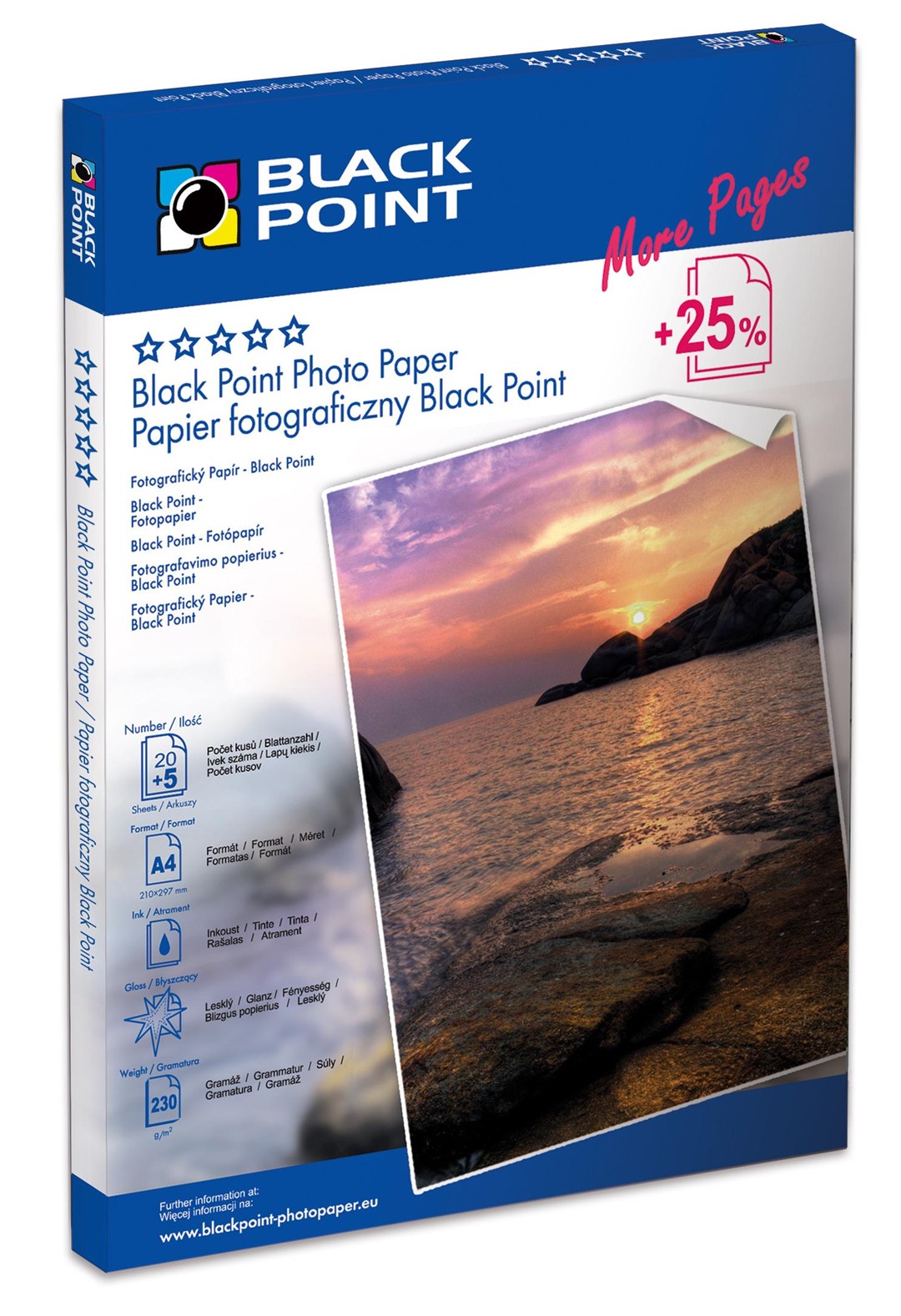 Papier Fotograficzny A4 230g opk 25szt Błyszczący Black Point