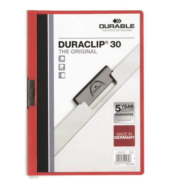 Skoroszyt A4 Z Klipsem Duraclip 30 220003 Czerwony Durable