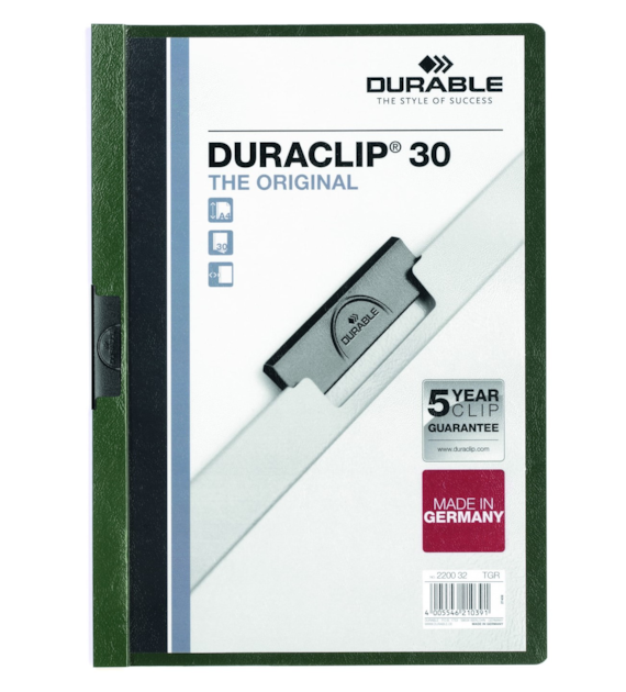 Skoroszyt A4 Z Klipsem Duraclip 30 220032 C.Zielony Durable