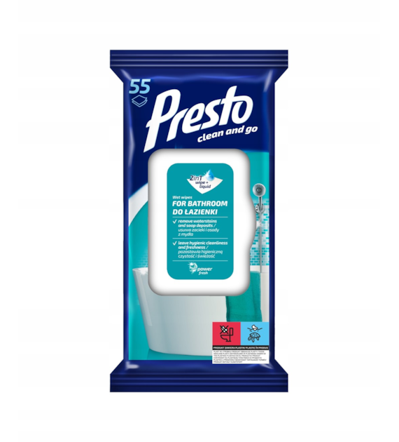 Presto Ściereczki Nasączone Do Łazienek 55 szt