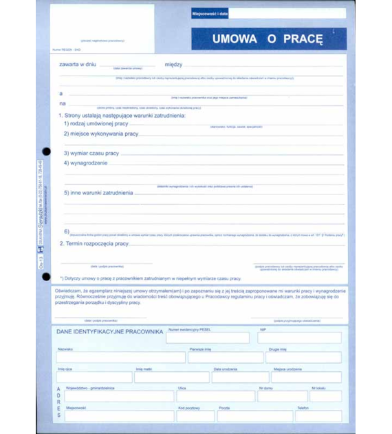Druk Umowa o pracę A4 OS13 Sieradzki