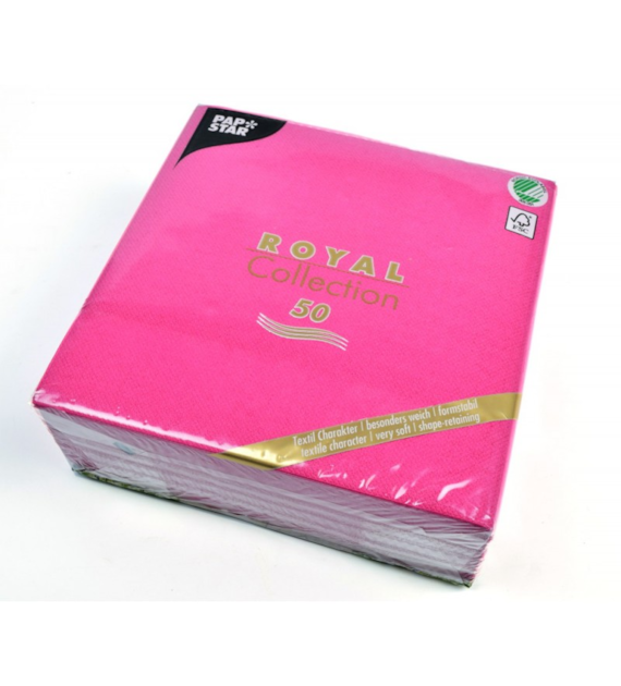 Serwetki Royal Collection Składane 1/4 40x40cm opk. 50szt. Ciemny róż 81747 PapStar