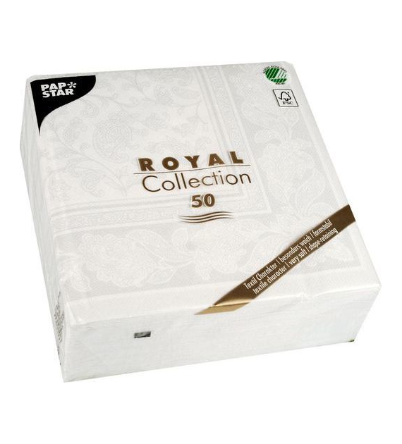 Serwetki Royal Collection Składane 1/4 40x40cm opk. 50szt. Ornament Jasny szary 11682 PapStar