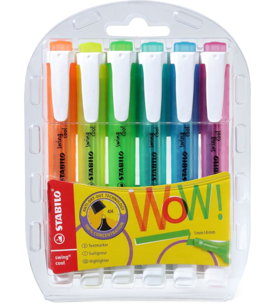 Zakreślacz WOW Swing Cool Etui 6szt.275/6-3 Stabilo