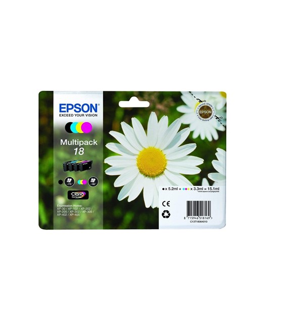 Tusz O Epson C13T18064010 T180640 CMYK 3x33/52ml Epson Expression Home XP-102 XP-402 XP-405 XP-302