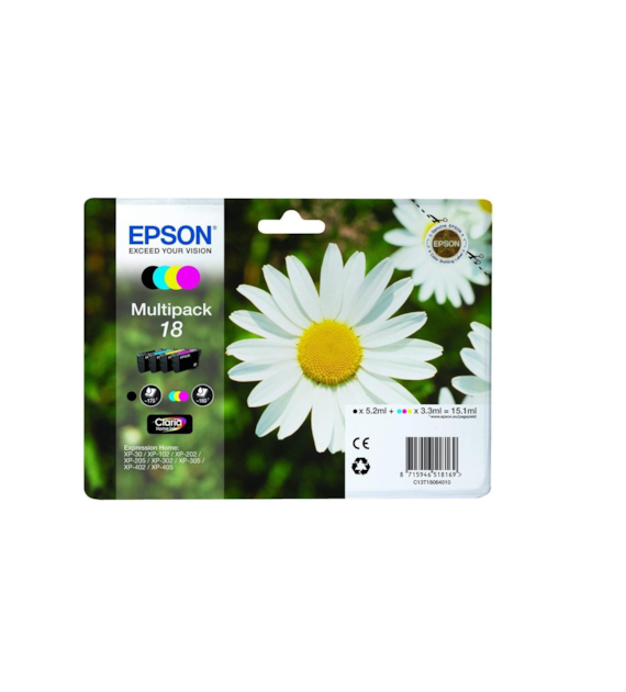 Tusz O Epson C13T18064010 T180640 CMYK 3x33/52ml Epson Expression Home XP-102 XP-402 XP-405 XP-302
