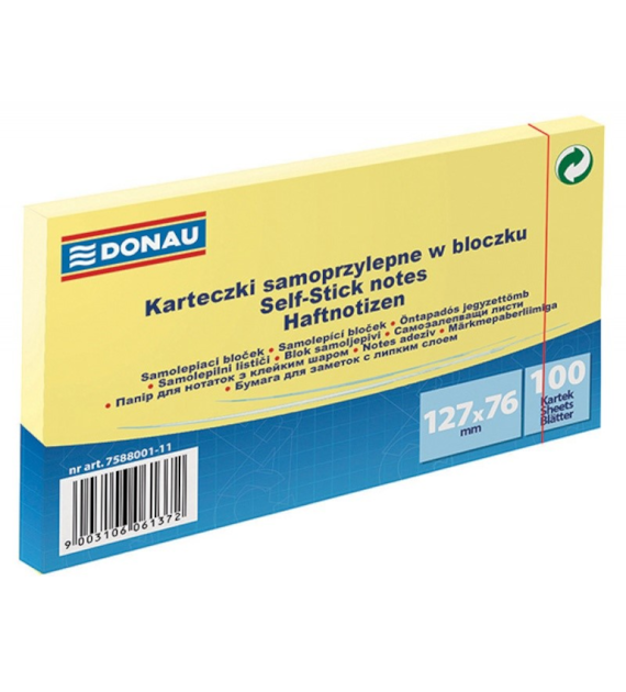 Bloczek Samoprzylepny 127x76mm 100k żółty Donau
